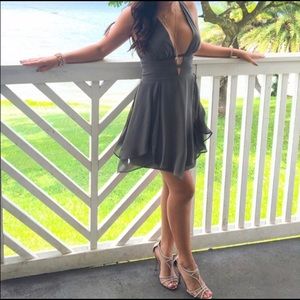 BEBE size 0 olive green babydoll cocktail dress